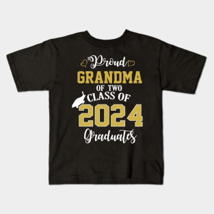 Proud Grandma of two 2024 Graduates School Graduation Kids T-Shirt